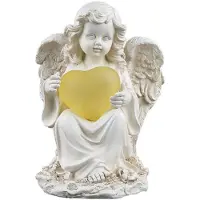 Semoic Statue D'Ange Solaire pour Jardin - Statue D'Ange Gardien en Prière, Lumineuse pour la Décoration Extérieure de Votre Jardin, Sculpture en