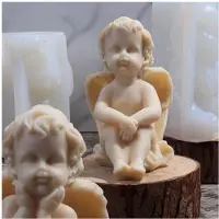 Semoic Moule en Silicone pour Enfants Ange 3D, Jolis GarçOns AiléS, Artisanat Abstrait, Moule à Cire ParfuméE, Fabrication de Bougies en Gypse, B