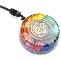 Typecat Collier Pendentif en Orgonite Générateur D'Énergie Cristal de Guérison EMF Géométrie Sacrée Colliers Chakra Bijoux de Méditation