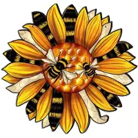 Typecat Festival des Abeilles Style Pastoral Abeille Fleur de Tournesol Panneau en Bois Décoration de Porche de Maison Panneau en Bois Pendentif de Fenêtre