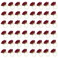 Typecat 48 Pièces Séries Rouge Rose Forme Serviette Boucle Serviette Anneau Fête de Mariage Saint Valentin Hôtel Table Décor Métal Or Porte-Serviette