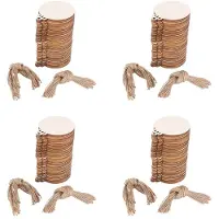 Typecat 200Pcs Bricolage Artisanat Ronde Boule en Bois avec 200Pcs Ficelles A Peindre, Ornements de Noel Inacheves Naturels Vierges en Vrac Tranches pour la