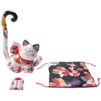 Semoic 8,6 Pouces en CéRamique Maneki Neko Porte-Monnaie Chat Chanceux Tirelire Japonais Longue Queue Chat de Fortune Feng Shui DéCor à la Maison, A