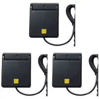 Torribaly 3X Lecteur de Carte à Puce USB Atm Bank Tax Declaration Ic Card ID Card Card Reader(Noir)