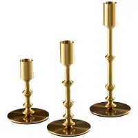 Semoic Bougeoirs dorés, bougeoirs modernes pour table, cheminée, mariage, pendaison de crémaillère, lot de 3 bougeoirs en métal.