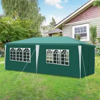 Vigevee Pavillon de jardin , 3x6 mètres, vert, idéal pour les fêtes et le camping, avec des panneaux latéraux