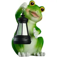 Semoic Lanterne Solaire en Forme de Grenouille Artificielle pour Jardin, Cour, Maison, Balcon, Porche, Ornements en Résine