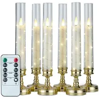 Semoic 6 Bougies Sans Flamme avec Télécommande et Minuterie, Bougies LED Romantiques Scintillantes avec Guirlande D'Étoiles Intégrée