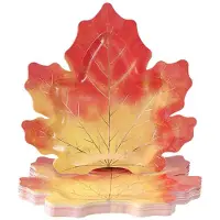 Semoic 25 PièCes Automne DéCoratif Feuille D'éRable Vaisselle Jetable Plateau en Papier Tasse en Papier Nappe Gâteau DéCoratif Fournitures de FêTe