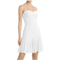 Kepptory Robes Courtes Dos Nu à Volants en Maille pour Femmes - Idéales pour les Soirées en Club ou les Bals de Fin D'Année Blanc L