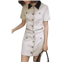 Kepptory Ensembles Jupe et Blazer Deux Pièces pour Femmes, Veste à Manches Courtes et Jupe, Tenues Business Décontractées Blanc M