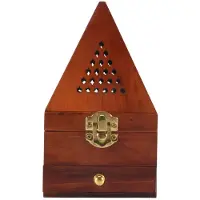 Semoic BoîTe en Bois D'Agar en Bois de Santal BrûLeur D'Encens BrûLeur D'AromathéRapie Antique BoîTe D'Encens Creuse Pyramide CréAtive