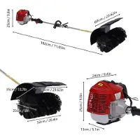 StarTech.com Brouette à moteur pour neige, allée, gazon synthétique - 52cc, machine à balayer pour jardin, essence - moteur 2 temps, 1 cylindre - 2,3 chevaux - largeur des brosses : 58 cm - couleur : noir
