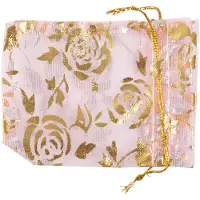 Torribaly 100 Pc 7X9 cm Rose Organza Cordon Cadeau Bijoux Sacs Pochettes de Mariage Partie de NoëL Cadeaux Sacs Rose