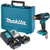 Makita Perceuse-visseuse à percussion sans fil DHP 485 RFE 18 V 50 Nm sans balais + 2 batteries 3,0 Ah + chargeur + mallette