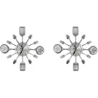 Torribaly 2X Grandes Horloges Murales de Cuisine avec Cuillères et Fourchettes, Grand Décor pour la Maison et Beaux Cadeaux, Horloge Murale Creativ Vaisselle