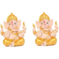 Semoic 2X Haidianzi or Seigneur Ganesha Bouddha Statue ÉLéphant Dieu Sculptures Figurines Ganesh