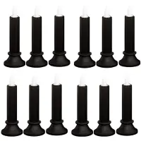 ISTOVO 12PCS Bougies Taper Sans Flamme Noires, Bougies Taper LED Fonctionnant sur Piles pour Décoration de Fête D'Halloween