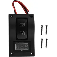 Torribaly 12-24 V LED Double Batterie Panneau de Test Interrupteur A Bascule De Voiture Camion Marine Bateau Voltmetre 4 P -OFF-