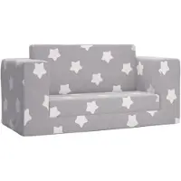 vidaXL Canapé-lit pour enfants 2 places gris clair avec étoiles Peluche douce
