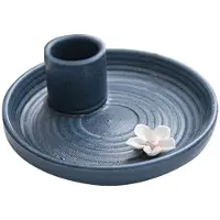 Semoic Porte-Encens Bleu, Porte-Encens en CéRamique, Support en Bois Parfumé, Porte-Encens Simple et Moderne en Terre Cuite, Porte-Sauge