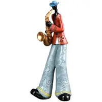 Semoic Jazz Band Player Figurines Vintage Musicien Figure Résine Statues Ornement de Bureau Rétro Sculpture Maison Intérieur Décor D