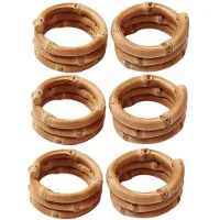 Semoic Rond de Serviette en Bambou Fait à la Main, Porte-Serviettes Rustique Naturel, Porte-Boucle de Serviette, Lot de 6
