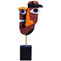 Semoic Sculpture de Masque Abstraite Moderne, Décoration de Maison, Figurine en Résine, Ornements de Salon, de Bureau, D'Armoire, Artisanat de Visage, C