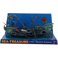 Semoic 2X Grand Aquarium Décoration Bateau En Plastique Aquarium Ship Air Split Shipwreck Fish Tank Décor C