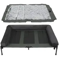StarTech.com Lit de chien d'extérieur surélevé - Grande taille (XL) 110x80x28 cm - Plateforme de couchage en mesh rafraîchissant - Bordure en peluche amovible - Portable et lavable - Gris