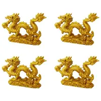 Semoic 4X Zodiaque Chinois Dragon D'Or Statue DéCoration Animale DéCoration de la Maison