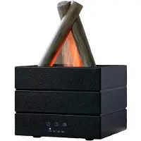 Semoic Humidificateur à Flamme, Diffuseur D'Huiles Essentielles Aromatiques avec Télécommande et Lumière, Noir