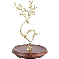 Semoic Support à Bijoux en Forme de Cerf, Support pour Bagues, Colliers, Bracelets, Décoration D'Intérieur Charmante, Doré