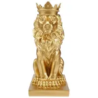 Semoic Abstrait Couronne Lion Statue Bureau à Domicile Bar Mâle Lion Foi RéSine Sculpture Artisanat Animal Art DéCor Ornements - Or