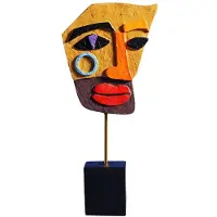 Semoic Sculpture de Masque Abstraite Moderne, Décoration de Maison, Figurine en Résine, Ornements de Salon, de Bureau, D'Armoire, Artisanat de Visage, B