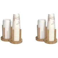 Torribaly 2X Gobelet Jetable Support de Stockage Support étagère Eau Thé Tasses Distributeur En Bois avec Long Bâton Tasse Présentoir Organisateur,2