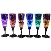 Semoic Lot de 6 Verres à Cocktail Lumineux en Plastique de Qualité Alimentaire, Verres à Vin Lumineux à LED, à Piles
