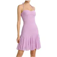 Kepptory Robes Courtes Dos Nu à Volants en Maille pour Femmes - Idéales pour les Soirées en Club ou les Bals de Fin D'Année Violet M