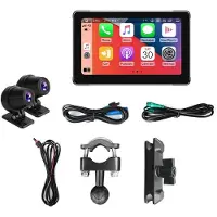 Jojomino Écran de Navigation Portable pour Moto de 7 Pouces, Étanche IPX8, pour CarPlay, pour Android Auto, Écran Sans Fil.