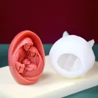 Semoic Moule à Bougie Familiale en Silicone, Figurine de JéSus, Fait à la Main, Cadeau 3D, DéCoration de Maison de NoëL, Moule DIY