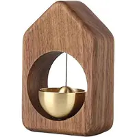 Semoic Sonnette de Porte en Bois, Carillon Éolien, Sonnette Sans Fil, Sonnette D'Entrée, Cloche Décorative, Décoration de la Maison B
