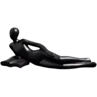 Semoic Statue de Lecture Nordique Figurines en Résine Décoration de Bureau Sculpture Art Moderne Ornement Décoration de Maison Bureau Artisanat Noir B