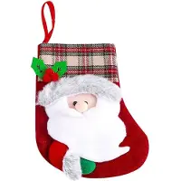 Tlily Sac Cadeau de Bonbons pour Bas de NoëL DéCoration de Chaussettes PèRe NoëL Bonhomme de Neige-éLan 3D