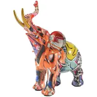 Semoic Peinture Nordique Graffiti ÉLéPhant Sculpture Figurine Art Coloré ÉLéPhant Statue RéSine CréAtive Animal Statue DéCor A