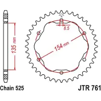 JT Sprockets 525 Jtr761.39 Steel Rear Sprocket Argenté 39t