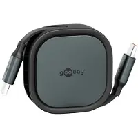 Goobay Câble USB-C auto-rétractable, 1 m, noir;argent -
