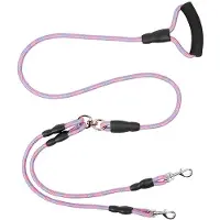 INF Laisse double pour chien, laisse pour deux chiens avec rotation à 360, sans enchevêtrement Rose red