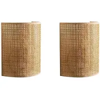 ISTOVO 2X Applique Murale en Rotin, Éclairage de Ferme, pour Salon, Chambre à Coucher, Chevet, Applique Murale, Éclairage LED, Couloir