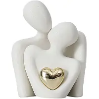 Semoic Couple Statue Meuble TV DéCor Sculpture Abstraite Bibelots DéCor à la Maison Couples Amour Bureau Montrer PièCes Blanc A
