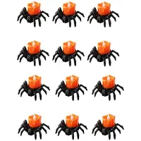 Tlily 12 Lot de Bougies Chauffe-Plat Araignées D'Halloween, à LED Sans Flamme, à Piles, pour Décoration de Table de Fête